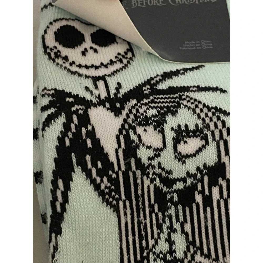 Disney Nightmare Before Christmas Jack Sally Mint Green Striped Socks Shoe 4-10